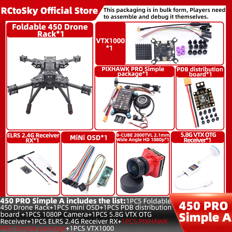 B-CUBE Open Source New Foldable Arm Smart Drone PIXHAWK 2.4.8/PRO/6C PRO Quadrotor Rack RC Multicopter Multi-Rotor With Landing Gear