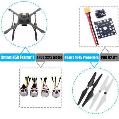 PIXHAWK2.4.8 Flight Control Carbon Fiber Smart450 Frame Kit Ardupilot 100MW Radio Telemetry Quadcopter BLHELI 30A ESC 2212 Motor