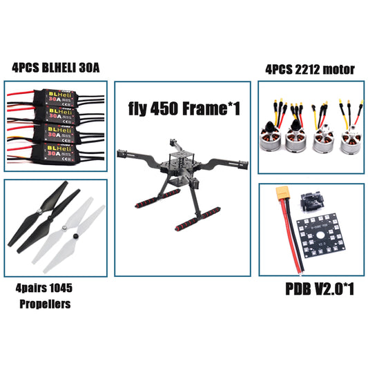 Rctosky Autopilot Drone FLY450 Quadcopter Flip Frame Blheli 30A Esc 2212 Motor Pixhawk 2.4.8 32-Bit Flight Controller M8N GPS