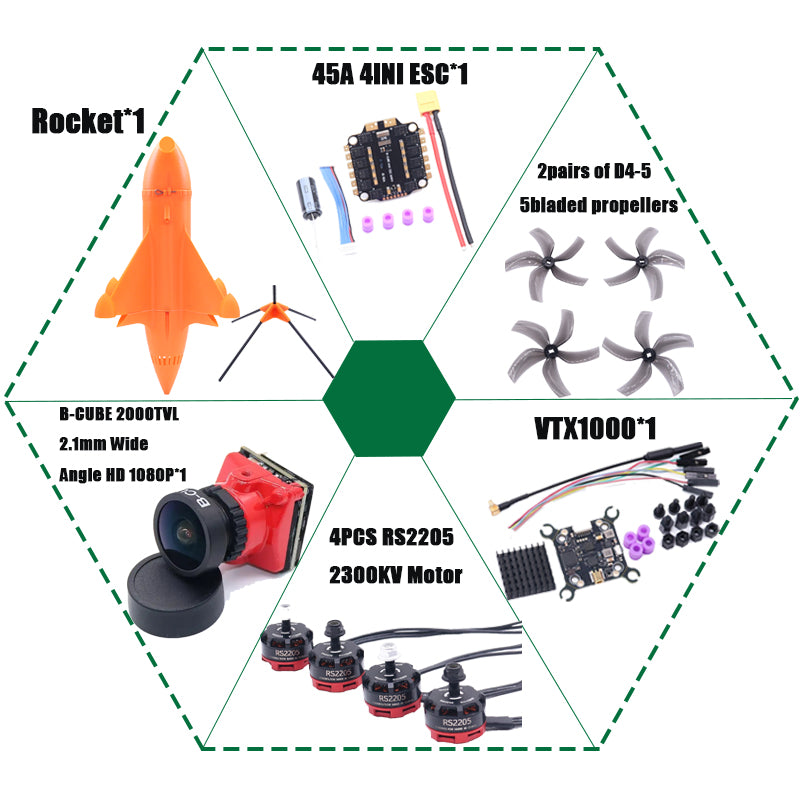 Комплект рамы для дрона B-CUBE Rocket 5 дюймов FPV из углеродного волокна для гоночного дрона, квадрокоптера для фристайла INAV Beatflight F722 Ardupilot PX4 