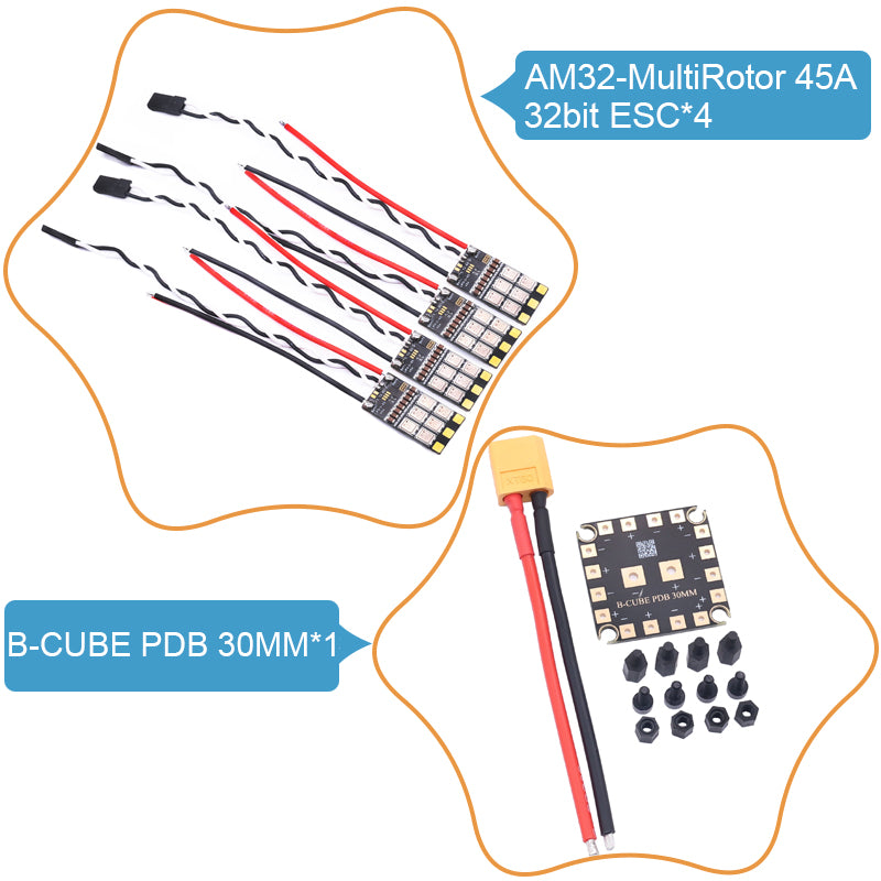 B-CUBE AM32-MultiRotor 45A 32bit ESC Support 3-6S Brushless Motor Support DShot300 600 PWM FPV F4 722 Flight Control