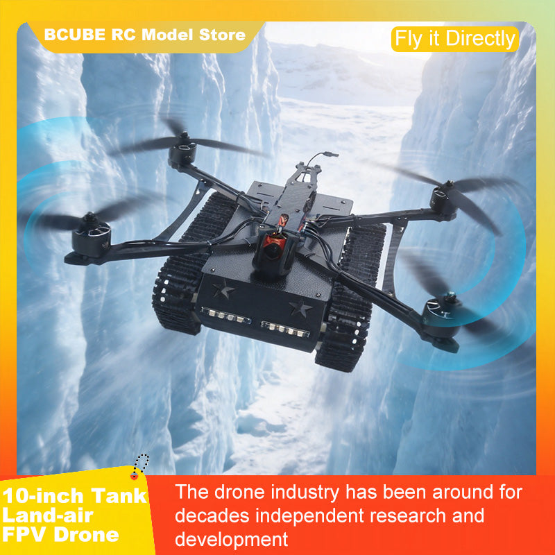 B-CUBE 10-inch Tank Land-air FPV Drone Frame Kit Carbon Fiber Racing Quadcopter Car INAV Beatflight H743 F745 Flight Control