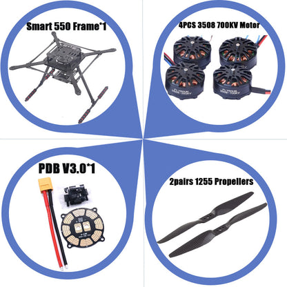 PIXHAWK2.4.8 Flight Control Carbon Fiber Smart550 Frame Kit Ardupilot 100MW Radio Telemetry Quadcopter BLHELI 30A ESC 2212 Motor