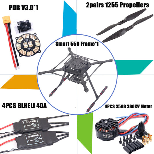 B-CUBE PIXHAWK2.4.8 Flight Control Carbon Fiber Smart550 Frame Kit Ardupilot 100MW Radio Telemetry Quadcopter BLHELI 30A ESC 2212 Motor