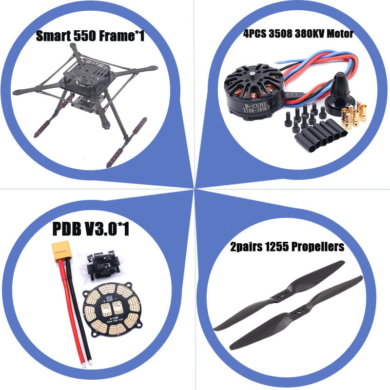 B-CUBE PIXHAWK2.4.8 Flight Control Carbon Fiber Smart550 Frame Kit Ardupilot 100MW Radio Telemetry Quadcopter BLHELI 30A ESC 2212 Motor