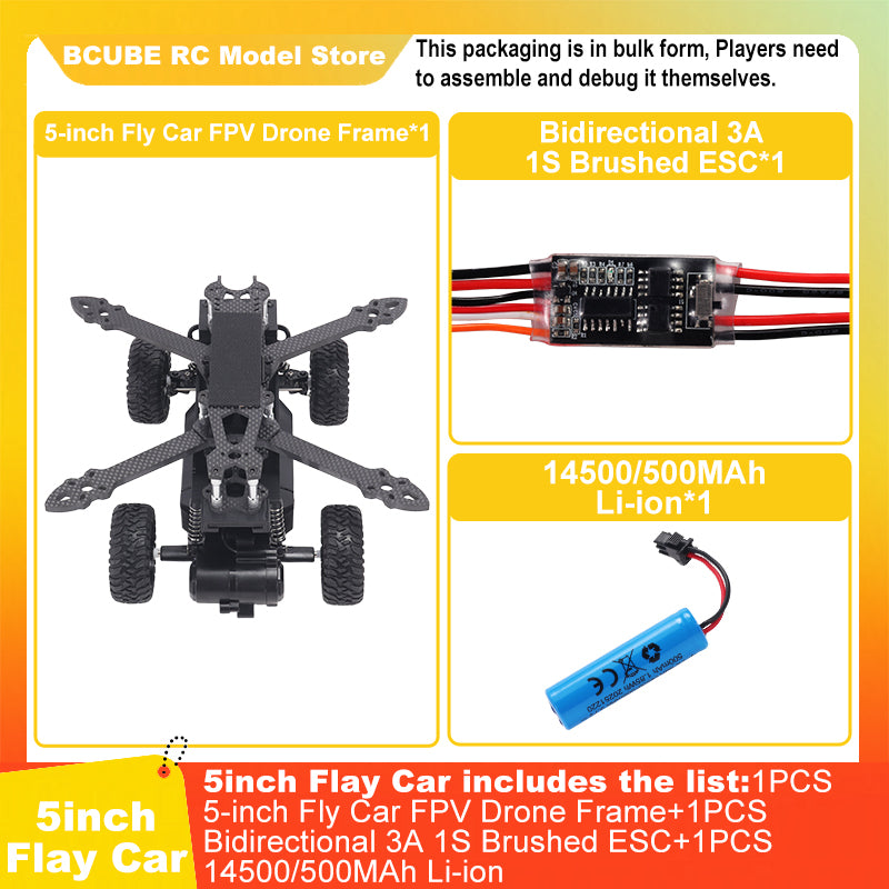 B-CUBE 5-inch Flying Car FPV Drone Frame Kit Carbon Fiber Racing Quadcopter BF INAV F722 H743 F745 Flight Control