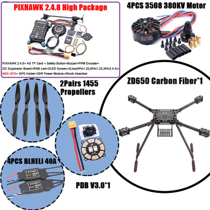 RCtoSky ZD550 550mm/ZD650 650mm Carbon fiber Quadcopter Frame FPV Quad with Carbon Fiber Landing Skid F550