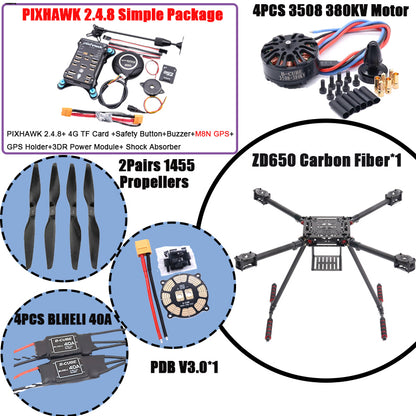Рама квадрокоптера RCtoSky ZD650 650 мм из углеродного волокна FPV Quad с посадочной площадкой из углеродного волокна F650