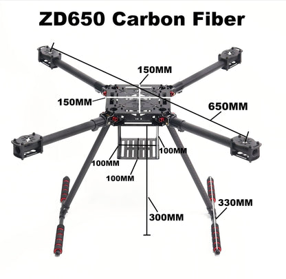 Рама квадрокоптера RCtoSky ZD650 650 мм из углеродного волокна FPV Quad с посадочной площадкой из углеродного волокна F650