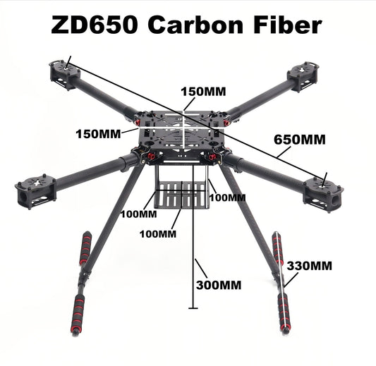 RCtoSky ZD650 650mm Carbon fiber Quadcopter Frame FPV Quad with Carbon Fiber Landing Skid F650
