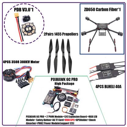 RCtoSky ZD550 550mm/ZD650 650mm Carbon fiber Quadcopter Frame FPV Quad with Carbon Fiber Landing Skid F550