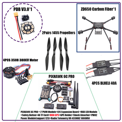 RCtoSky ZD550 550mm/ZD650 650mm Carbon fiber Quadcopter Frame FPV Quad with Carbon Fiber Landing Skid F550