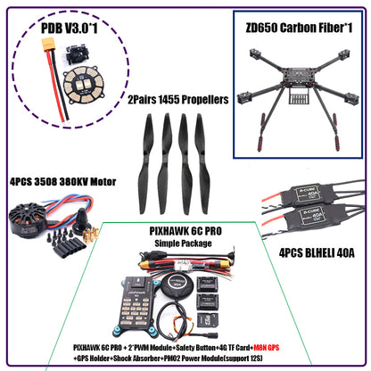RCtoSky ZD550 550mm/ZD650 650mm Carbon fiber Quadcopter Frame FPV Quad with Carbon Fiber Landing Skid F550