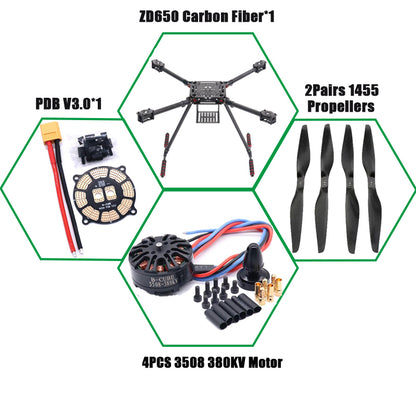 B-CUBE ZD650 650mm Carbon fiber Quadcopter Frame FPV Quad with Carbon Fiber Landing Skid Motor ESC 40A