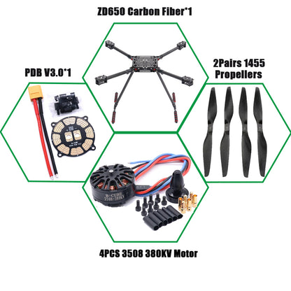 RCtoSky ZD650 650mm Carbon fiber Quadcopter Frame FPV Quad with Carbon Fiber Landing Skid Motor ESC 40A