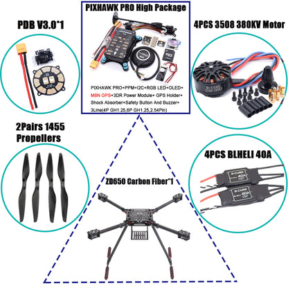 RCtoSky ZD550 550mm/ZD650 650mm Carbon fiber Quadcopter Frame FPV Quad with Carbon Fiber Landing Skid F550