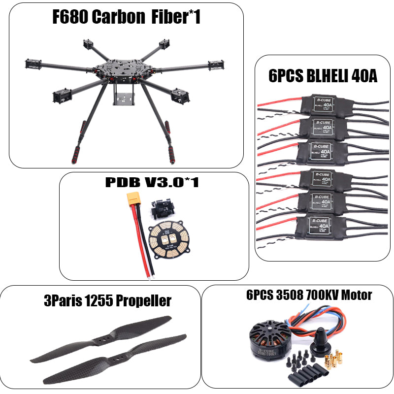 ZD680 Full Carbon Fiber Hexa-Rotor Foldable Arm Hexacopter Frame Kit 3508 700KV For Pixhawk 2.4.8 Radio Landing Gear Ardupilot