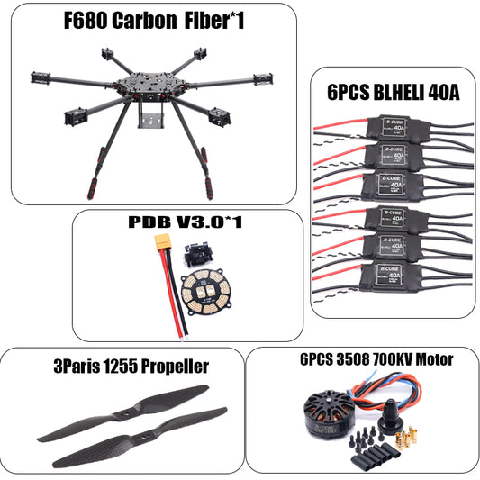 ZD680 Full Carbon Fiber Hexa-Rotor Foldable Arm Hexacopter Frame Kit 3508 700KV For Pixhawk 2.4.8 Radio Landing Gear Ardupilot