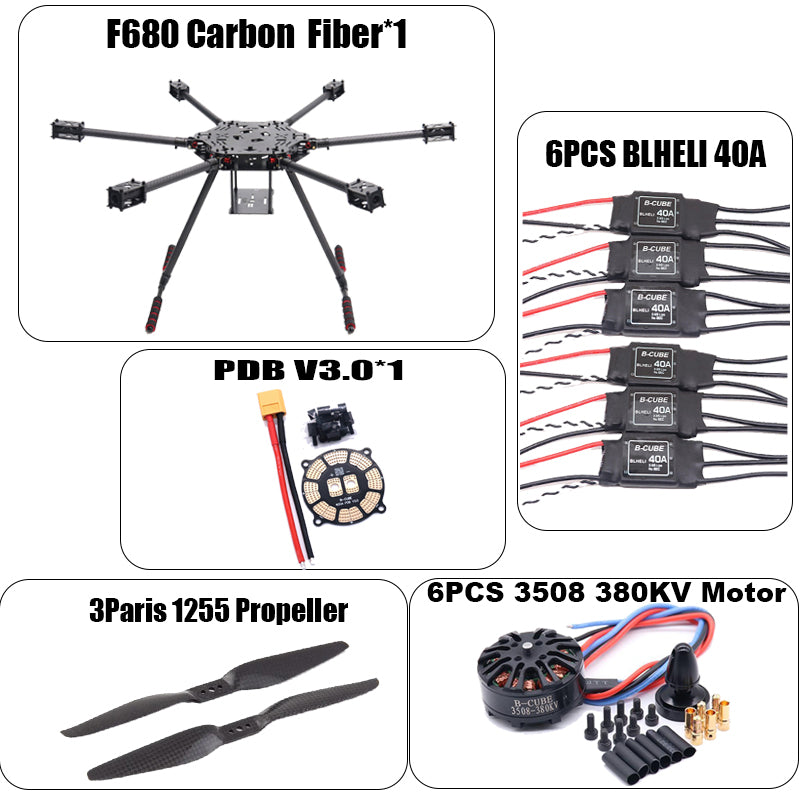 B-CUBE ZD680 Full Carbon Fiber Hexa-Rotor Foldable Arm Hexacopter Frame Kit 3508 380KV For Pixhawk 2.4.8 Radio Landing Gear Ardupilot