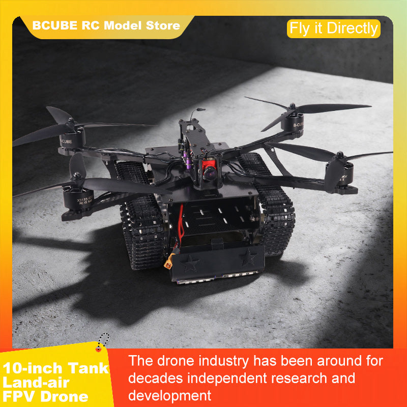 B-CUBE 10-inch Tank Land-air FPV Drone Frame Kit Carbon Fiber Racing Quadcopter Car INAV Beatflight H743 F745 Flight Control