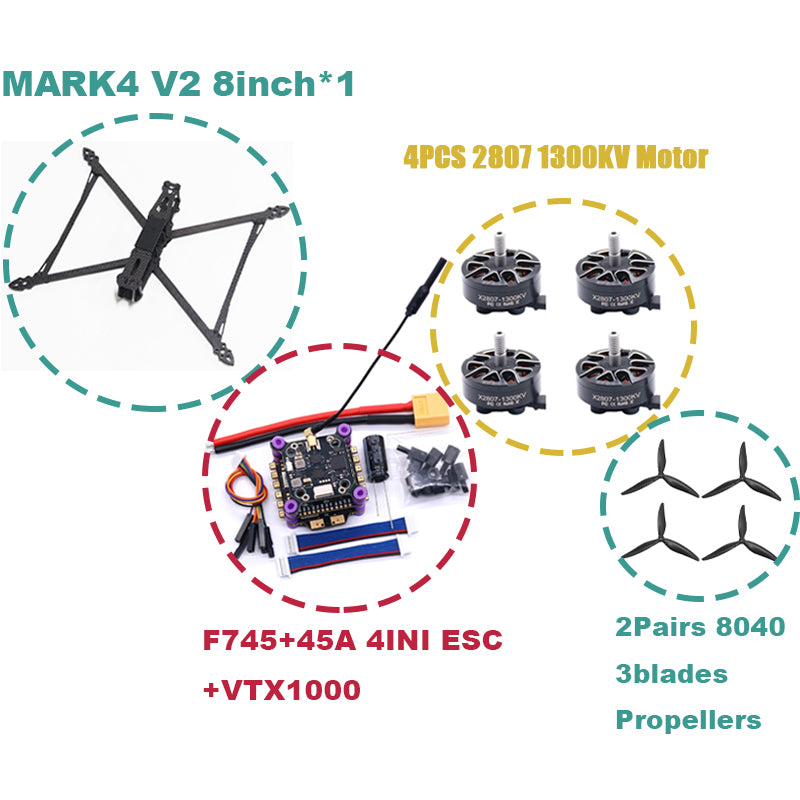 B-CUBE MARK4 V2 8/9/10 дюймов F745 V2 Flight Control 45/60A 4INI ESC Rack Drone FPV Carbon PV Racing Drone Quadcopter Freestyle 