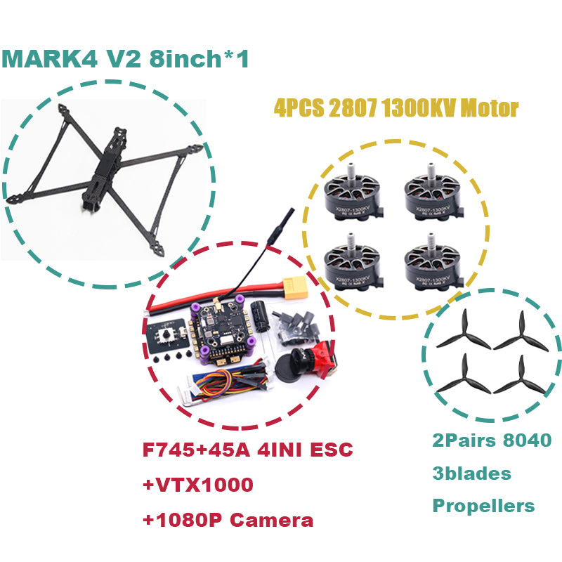 B-CUBE MARK4 V2 8/9/10 дюймов F745 V2 Flight Control 45/60A 4INI ESC Rack Drone FPV Carbon PV Racing Drone Quadcopter Freestyle 