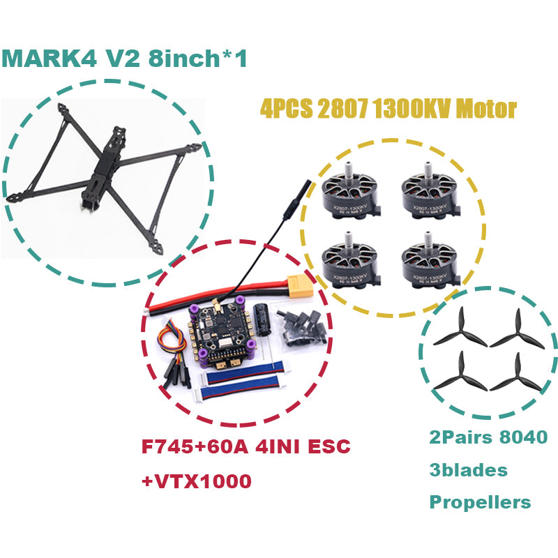 B-CUBE MARK4 V2 8/9/10 дюймов F745 V2 Flight Control 45/60A 4INI ESC Rack Drone FPV Carbon PV Racing Drone Quadcopter Freestyle 