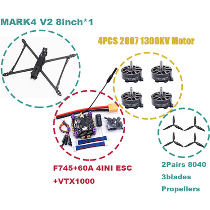 B-CUBE MARK4 V2 8/9/10 дюймов F745 V2 Flight Control 45/60A 4INI ESC Rack Drone FPV Carbon PV Racing Drone Quadcopter Freestyle 