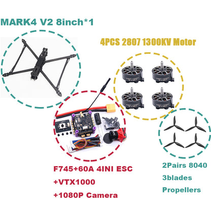 B-CUBE MARK4 V2 8/9/10 дюймов F745 V2 Flight Control 45/60A 4INI ESC Rack Drone FPV Carbon PV Racing Drone Quadcopter Freestyle 