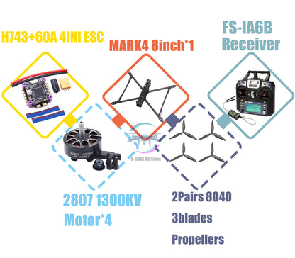 MARK4 V2 8 дюймов 9 дюймов 10 дюймов H743 Flight Control 60A 4INI ESC Rack Drone FPV Carbon PV Racing Drone Quadcopter Freestyle 