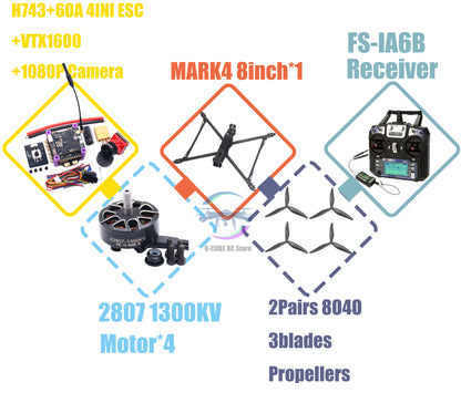 MARK4 V2 8 дюймов 9 дюймов 10 дюймов H743 Flight Control 60A 4INI ESC Rack Drone FPV Carbon PV Racing Drone Quadcopter Freestyle 