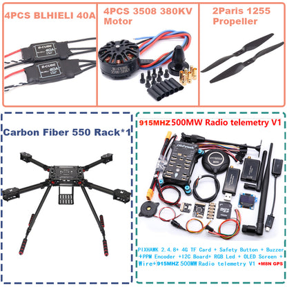 B-CUBE 550 Hexa Frame PIXHAWK2.4.8 M8N Flight Control Carbon Ardupilot Radio Telemetry Quadcopter BLHELI 40A 3508 380KV Motor ESC