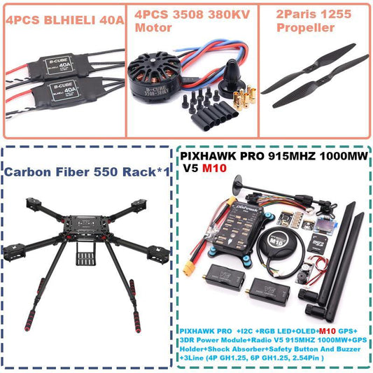 B-CUBE 550 Hexa Frame PIXHAWK PRO M10 Flight Control Carbon Ardupilot Radio Telemetry Quadcopter BLHELI 40A 3508 380KVMotor ESC