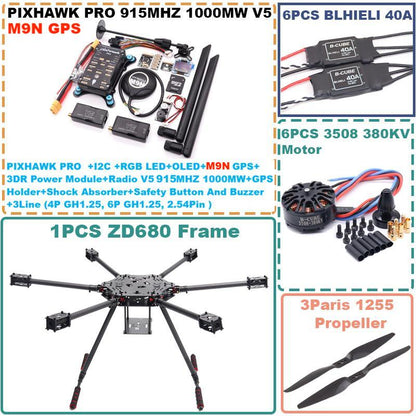 B-CUBE ZD680 PRO M9N Full Carbon Fiber Hexa-Rotor Foldable Arm Hexacopter Frame Kit  PIXHAWK  with Unflodable Landing Gear