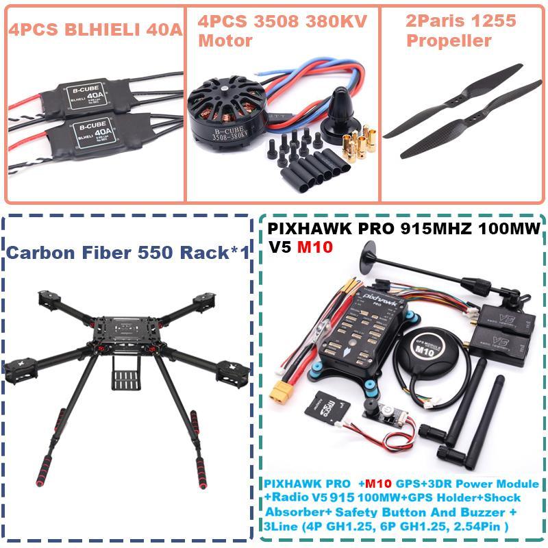 B-CUBE 550 Hexa Frame PIXHAWK PRO M10 Flight Control Carbon Ardupilot Radio Telemetry Quadcopter BLHELI 40A 3508 380KVMotor ESC