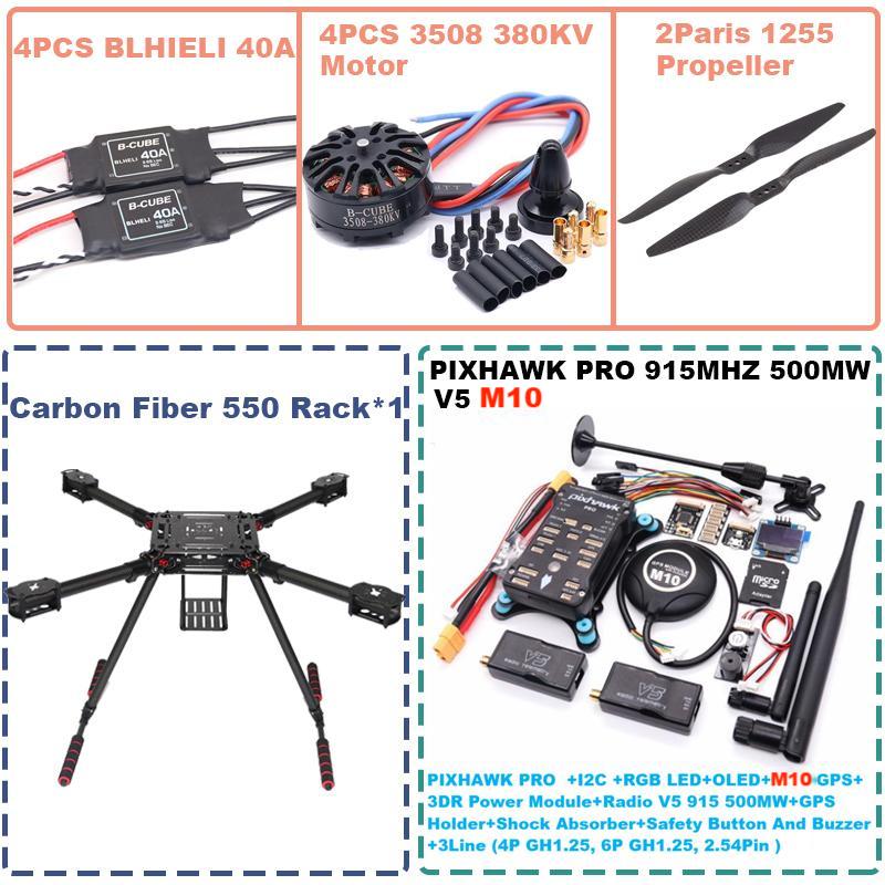 B-CUBE 550 Hexa Frame PIXHAWK PRO M10 Flight Control Carbon Ardupilot Radio Telemetry Quadcopter BLHELI 40A 3508 380KVMotor ESC