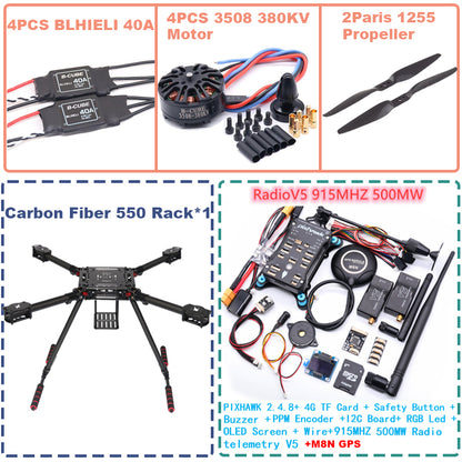 B-CUBE 550 Hexa Frame PIXHAWK2.4.8 M8N Flight Control Carbon Ardupilot Radio Telemetry Quadcopter BLHELI 40A 3508 380KV Motor ESC