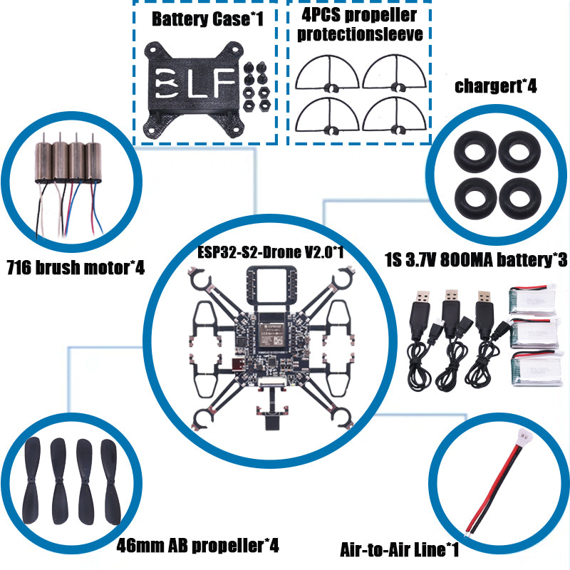 Rctosky ESP32-Drone V2.0 Flight Control Open Source Quadcopter ESP-Drone Drone Model Wifi Remote Control Crazyflie
