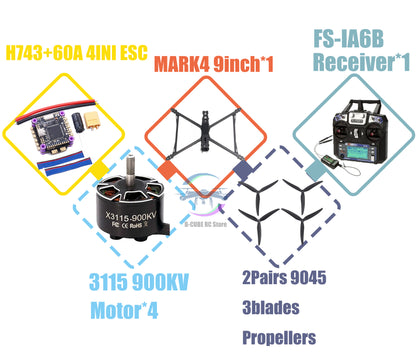MARK4 V2 8 дюймов 9 дюймов 10 дюймов H743 Flight Control 60A 4INI ESC Rack Drone FPV Carbon PV Racing Drone Quadcopter Freestyle 