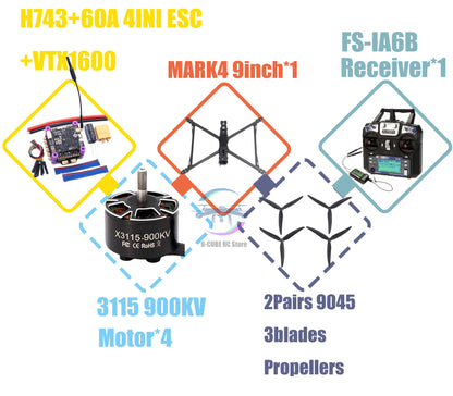 MARK4 V2 8 дюймов 9 дюймов 10 дюймов H743 Flight Control 60A 4INI ESC Rack Drone FPV Carbon PV Racing Drone Quadcopter Freestyle 