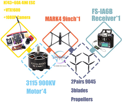 MARK4 V2 8 дюймов 9 дюймов 10 дюймов H743 Flight Control 60A 4INI ESC Rack Drone FPV Carbon PV Racing Drone Quadcopter Freestyle 