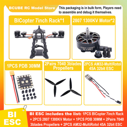 B-CUBE BICopter 7inch FPV Drone Frame Kit Carbon Fiber Racing Quadcopter Freestyle INAV Beatflight F405 F722 Ardupilot Flight Control