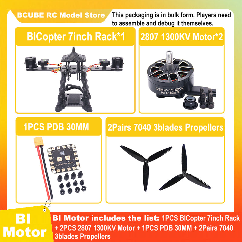 B-CUBE BICopter 7inch FPV Drone Frame Kit Carbon Fiber Racing Quadcopter Freestyle INAV Beatflight F405 F722 Ardupilot Flight Control