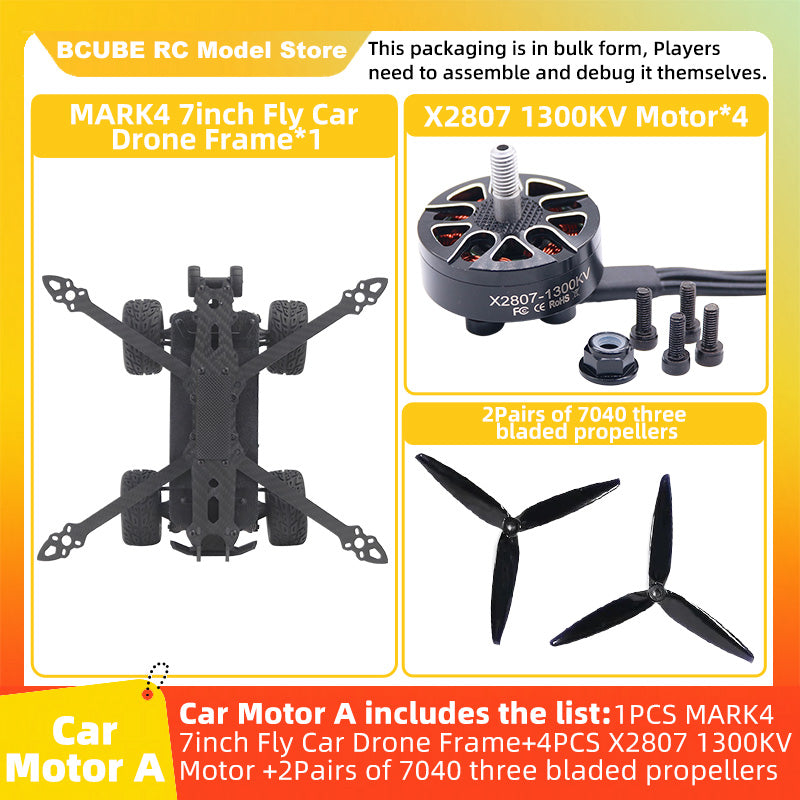 B-CUBE 7inch Flying Car FPV Drone Frame Kit Carbon Fiber Racing Quadcopter BF INAV F4 F722 F745 H743 Flight Control
