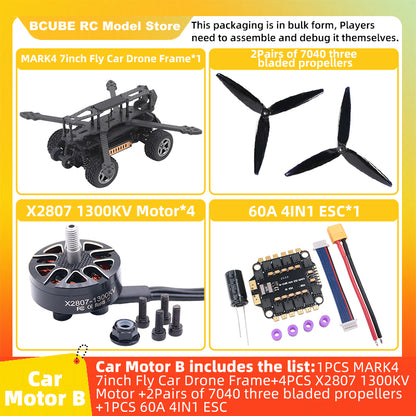 B-CUBE 7inch Flying Car FPV Drone Frame Kit Carbon Fiber Racing Quadcopter BF INAV F4 F722 F745 H743 Flight Control