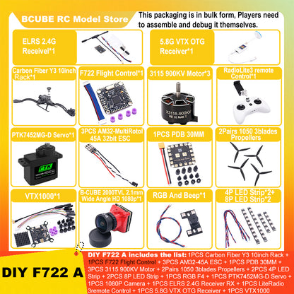 B-CUBE Y3 Carbon Fiber three-axis Frame F450 crossing three-axis frame three-axis drone frame F722 INAV BF