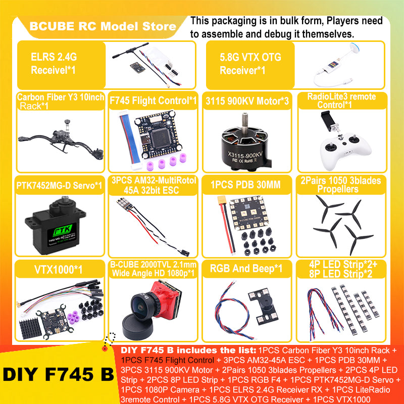 B-CUBE Y3 Carbon Fiber three-axis Frame F450 crossing three-axis frame three-axis drone frame F722 INAV BF