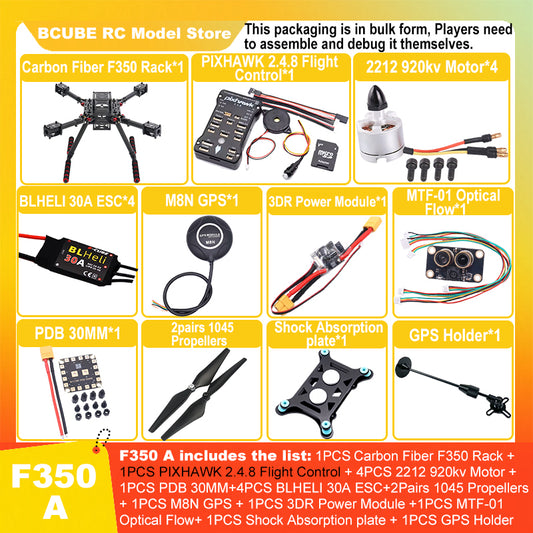 B-CUBE PIXHAWK2.4.8 Flight Control Carbon Fiber 350 Frame Kit Ardupilot Quadcopter BLHELI 30A 2212 Motor ESC Optical Flow