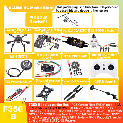 B-CUBE PIXHAWK2.4.8 Flight Control Carbon Fiber 350 Frame Kit Ardupilot Quadcopter BLHELI 30A 2212 Motor ESC Optical Flow