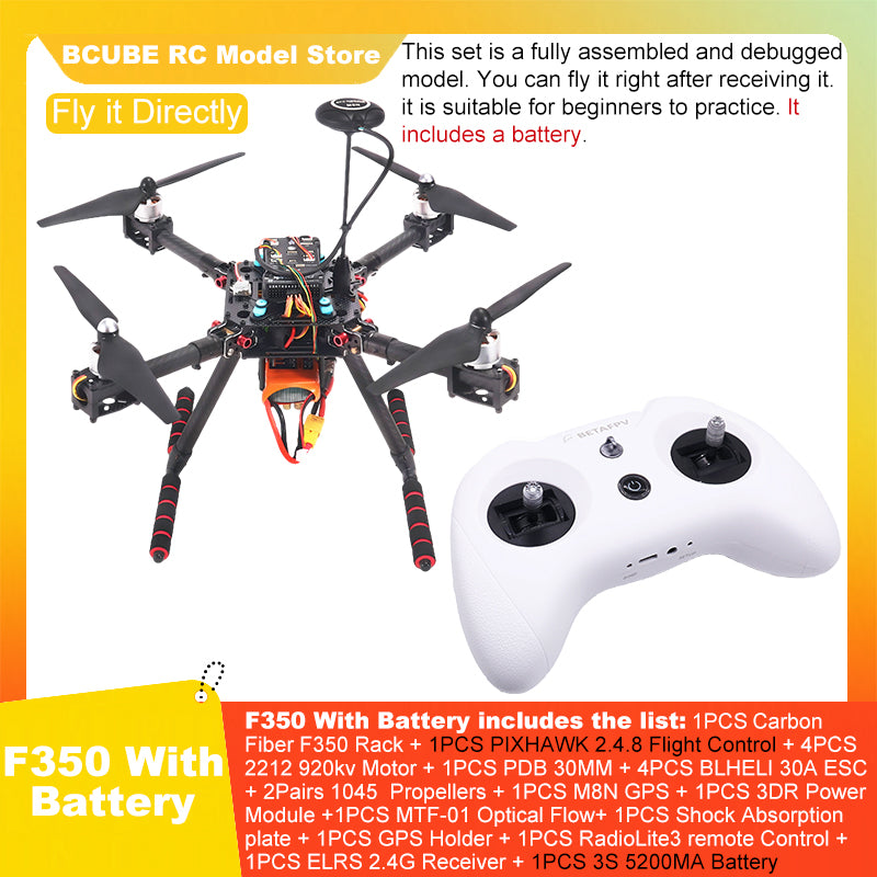 B-CUBE PIXHAWK2.4.8 Flight Control Carbon Fiber 350 Frame Kit Ardupilot Quadcopter BLHELI 30A 2212 Motor ESC Optical Flow
